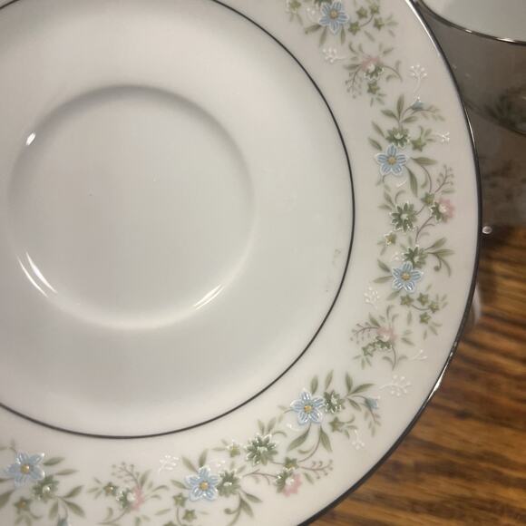 14 PIECE Noritake SAVANNAH 2031 FOOTED Cups & Saucers NM! Platinum Trim 6" - Picture 10 of 11